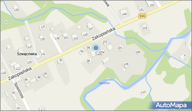 Las, Zakopiańska, 98a, mapa Las