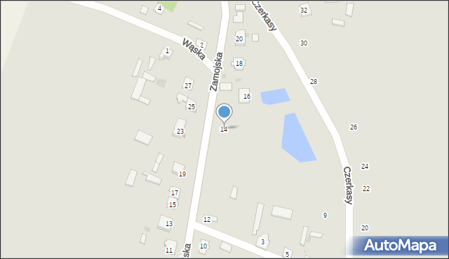 Łaszczów, Zamojska, 14, mapa Łaszczów