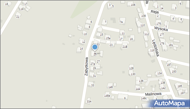 Lędziny, Zabytkowa, 25, mapa Lędziny