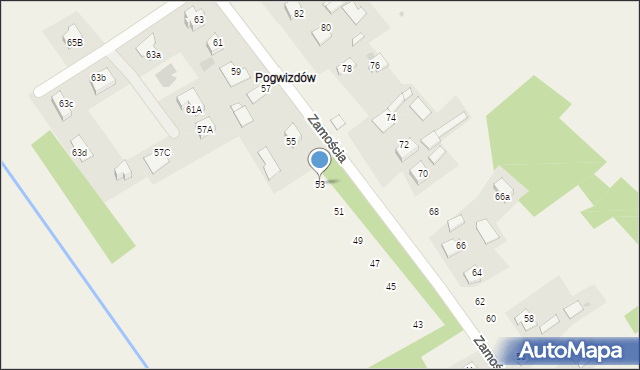 Łęg Tarnowski, Zamościa, 53, mapa Łęg Tarnowski