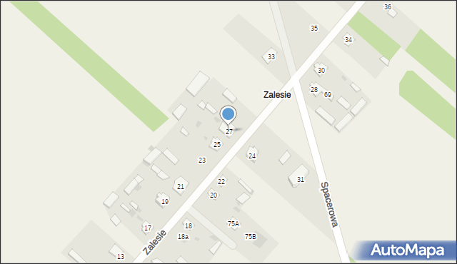 Leszczydół-Pustki, Zalesie, 27, mapa Leszczydół-Pustki
