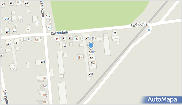 Leszno, Zachodnia, 20b, mapa Leszno