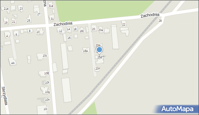 Leszno, Zachodnia, 20d, mapa Leszno