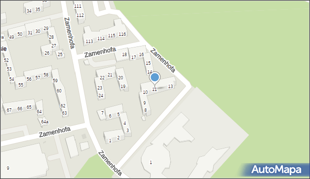 Leszno, Zamenhofa Ludwika, dr., 11, mapa Leszno