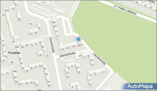 Leszno, Zamenhofa Ludwika, dr., 116, mapa Leszno