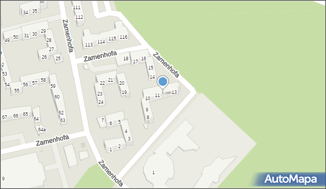 Leszno, Zamenhofa Ludwika, dr., 12, mapa Leszno
