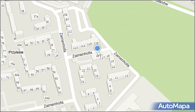 Leszno, Zamenhofa Ludwika, dr., 18, mapa Leszno