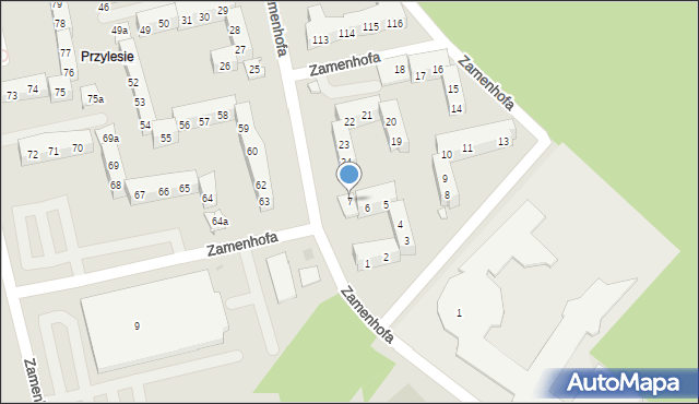 Leszno, Zamenhofa Ludwika, dr., 7, mapa Leszno