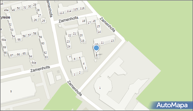 Leszno, Zamenhofa Ludwika, dr., 8, mapa Leszno