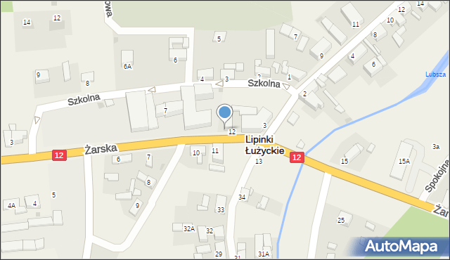 Lipinki Łużyckie, Żarska, 12a, mapa Lipinki Łużyckie