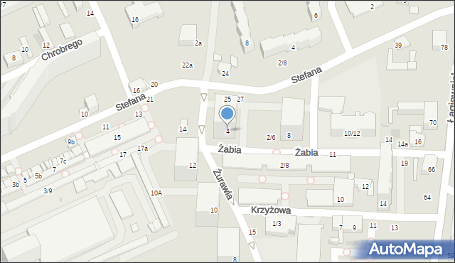 Łódź, Żabia, 4, mapa Łodzi