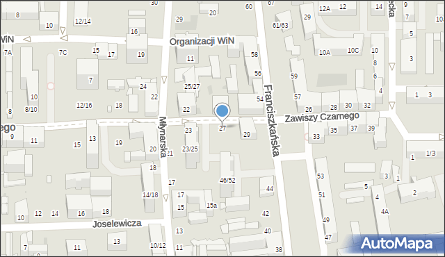 Łódź, Zawiszy Czarnego, 27, mapa Łodzi