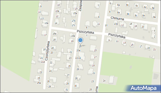 Łódź, Zaspowa, 20, mapa Łodzi