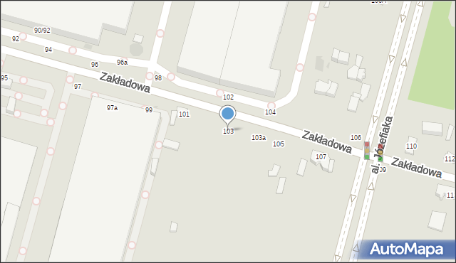 Łódź, Zakładowa, 103, mapa Łodzi