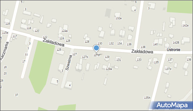 Łódź, Zakładowa, 127d, mapa Łodzi