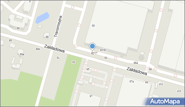 Łódź, Zakładowa, 92, mapa Łodzi