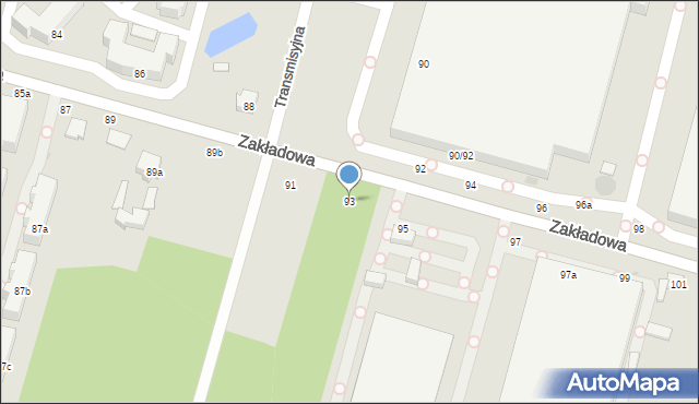 Łódź, Zakładowa, 93, mapa Łodzi