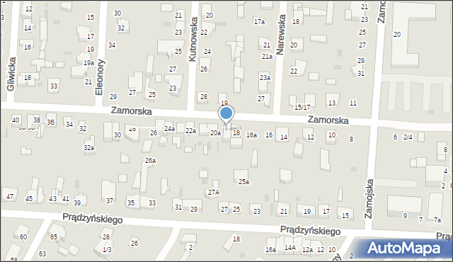 Łódź, Zamorska, 20, mapa Łodzi