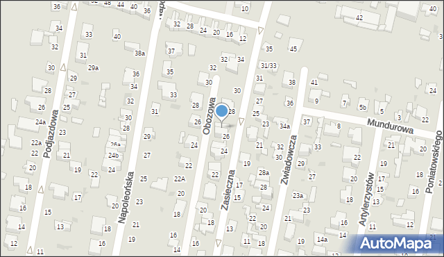 Łódź, Zasieczna, 26A, mapa Łodzi