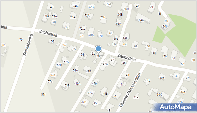 Łomianki, Zachodnia, 49, mapa Łomianki