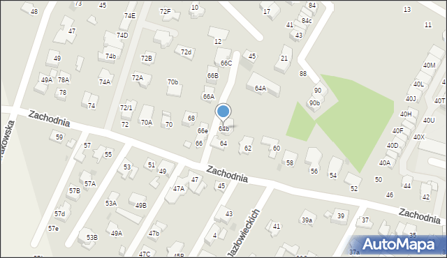 Łomianki, Zachodnia, 64b, mapa Łomianki