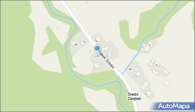 Łopuszna, Zarębek Średni, 211, mapa Łopuszna