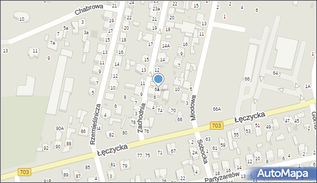 Łowicz, Zachodnia, 8, mapa Łowicza