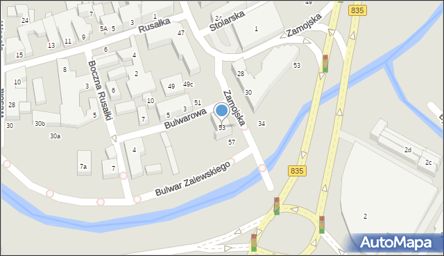 Lublin, Zamojska, 53, mapa Lublina