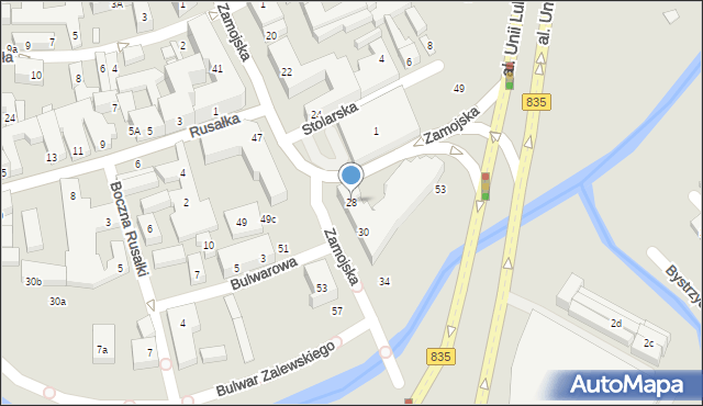 Lublin, Zamojska, 28, mapa Lublina