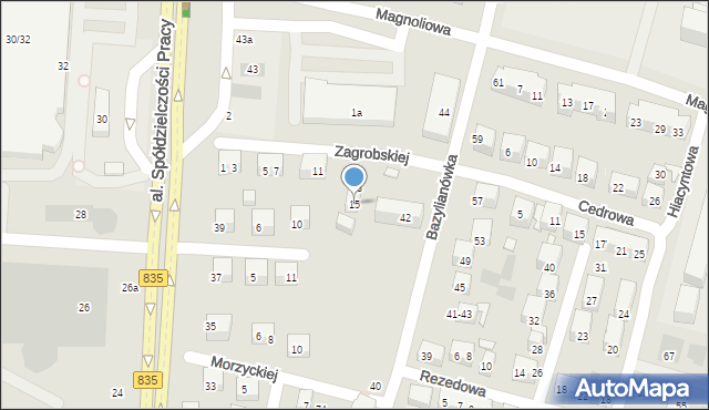 Lublin, Zagrobskiej Zofii, 15, mapa Lublina