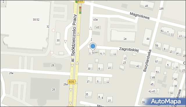 Lublin, Zagrobskiej Zofii, 3, mapa Lublina