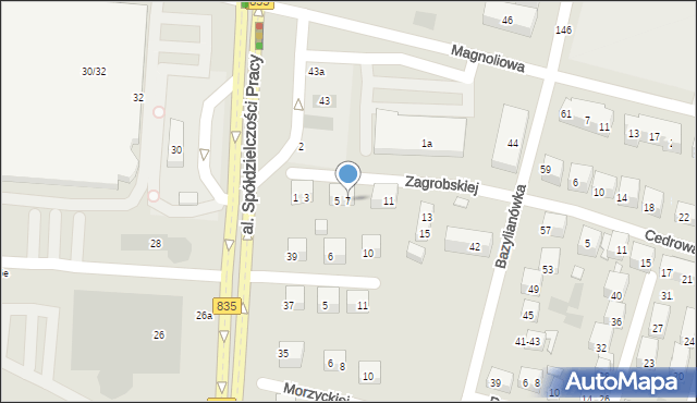 Lublin, Zagrobskiej Zofii, 7, mapa Lublina