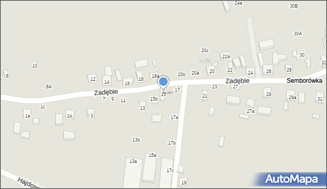 Lublin, Zadębie, 15, mapa Lublina