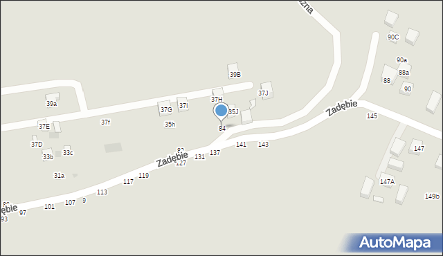 Lublin, Zadębie, 84, mapa Lublina