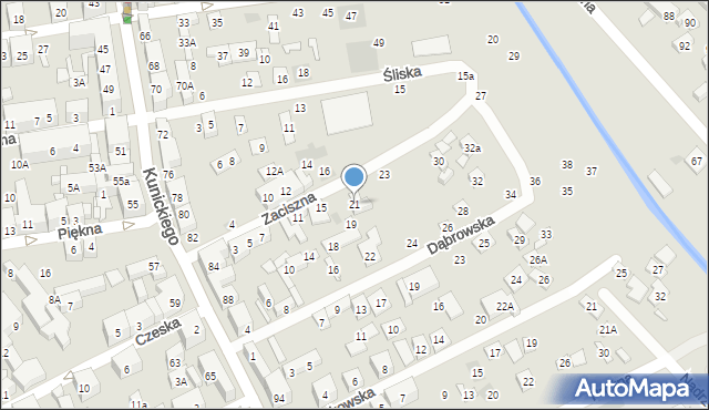 Lublin, Zaciszna, 21, mapa Lublina