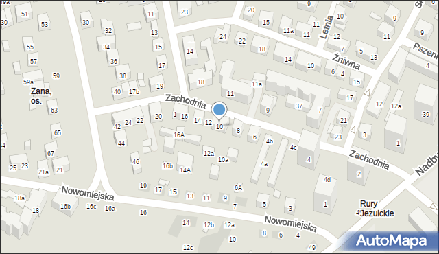 Lublin, Zachodnia, 10, mapa Lublina