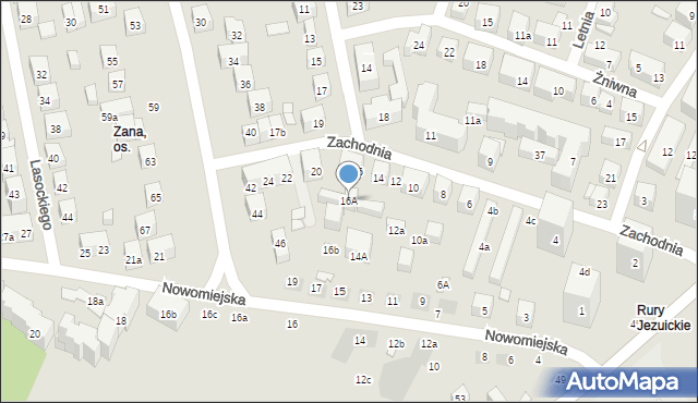 Lublin, Zachodnia, 16A, mapa Lublina