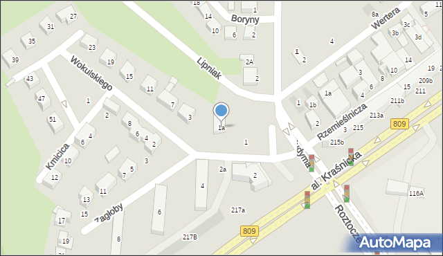 Lublin, Zagłoby Jana Onufrego, 1a, mapa Lublina