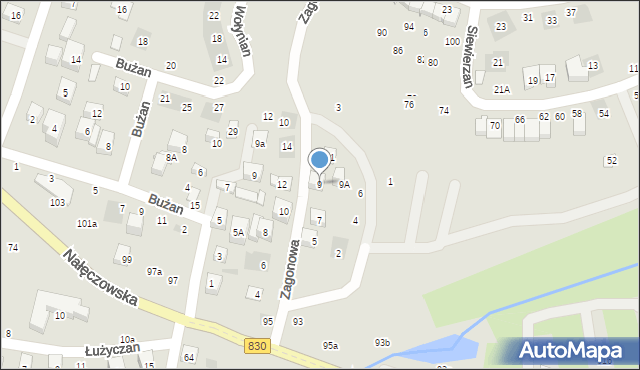 Lublin, Zagonowa, 9, mapa Lublina