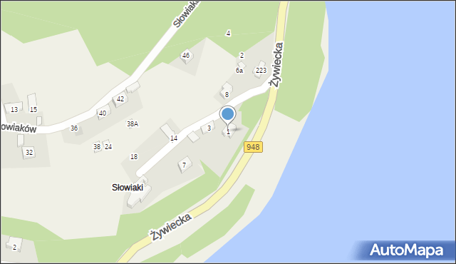 Międzybrodzie Bialskie, Zamkowa, 1, mapa Międzybrodzie Bialskie