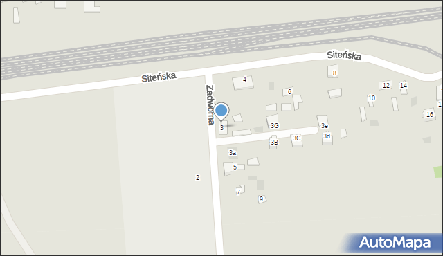 Międzyrzec Podlaski, Zadworna, 3, mapa Międzyrzec Podlaski