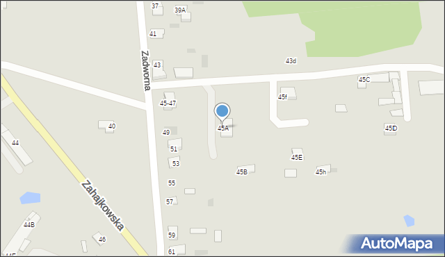 Międzyrzec Podlaski, Zadworna, 45A, mapa Międzyrzec Podlaski