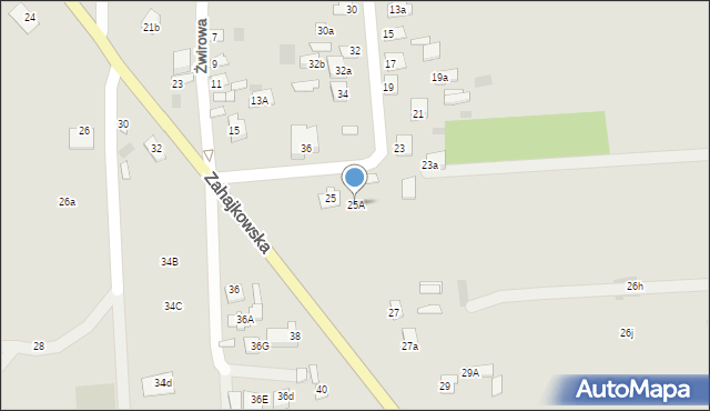 Międzyrzec Podlaski, Zahajkowska, 25A, mapa Międzyrzec Podlaski