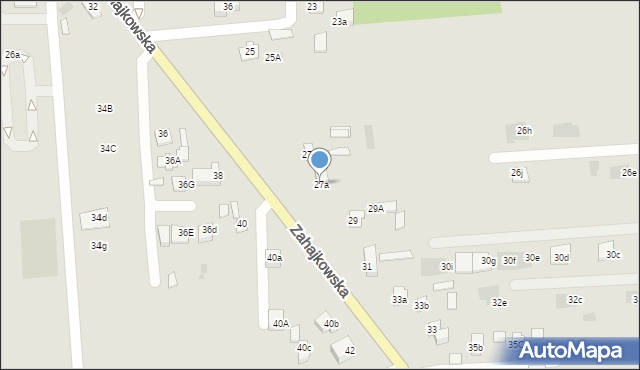 Międzyrzec Podlaski, Zahajkowska, 27a, mapa Międzyrzec Podlaski