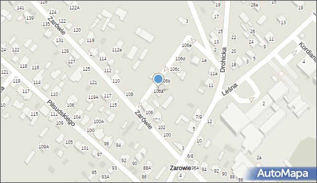 Międzyrzec Podlaski, Zarówie, 106a, mapa Międzyrzec Podlaski