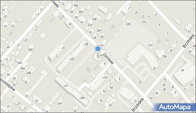 Międzyrzec Podlaski, Zarówie, 11, mapa Międzyrzec Podlaski