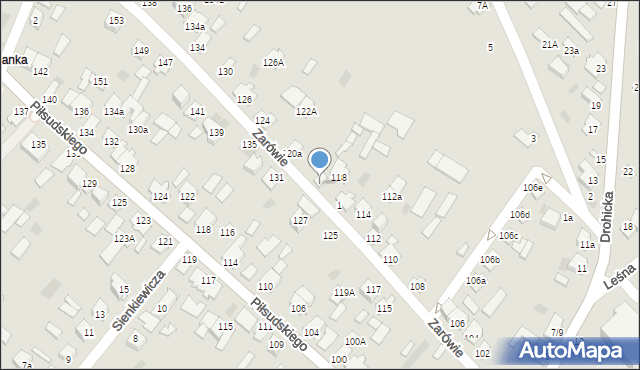 Międzyrzec Podlaski, Zarówie, 118A, mapa Międzyrzec Podlaski