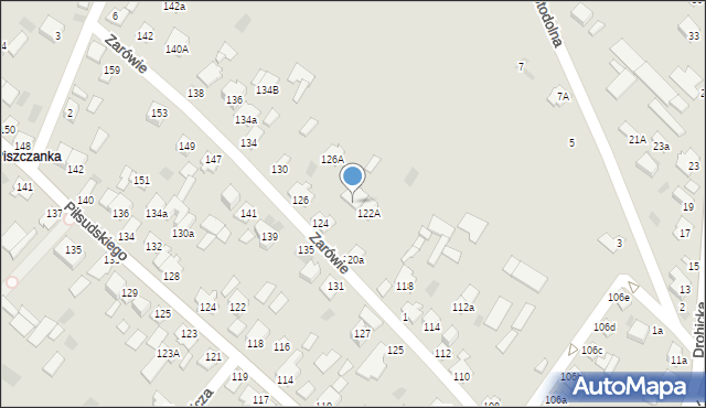 Międzyrzec Podlaski, Zarówie, 124A, mapa Międzyrzec Podlaski