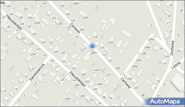 Międzyrzec Podlaski, Zarówie, 125, mapa Międzyrzec Podlaski