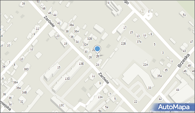 Międzyrzec Podlaski, Zarówie, 26, mapa Międzyrzec Podlaski